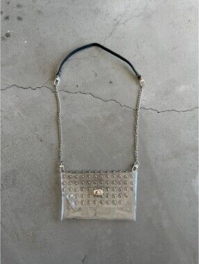 Handmade / Clear PVC Eyelet Clutch Bag / Leather Strap